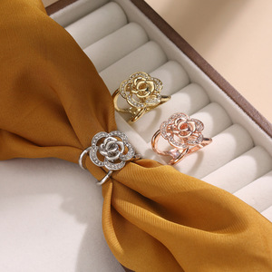 Nouveau petit fermoir écharpe fleur Rose petite écharpe carrée pour fixer le foulard, nouer le noeud, fermoir <span class=keywords><strong>ruban</strong></span> polyvalent Mini vêtements - Product Image 1