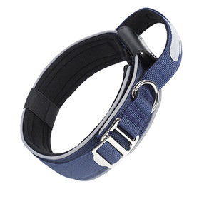 Collar táctico de nailon reflectante sin asfixia ajustable de primera calidad de color sólido para perros grandes - Product Image 2