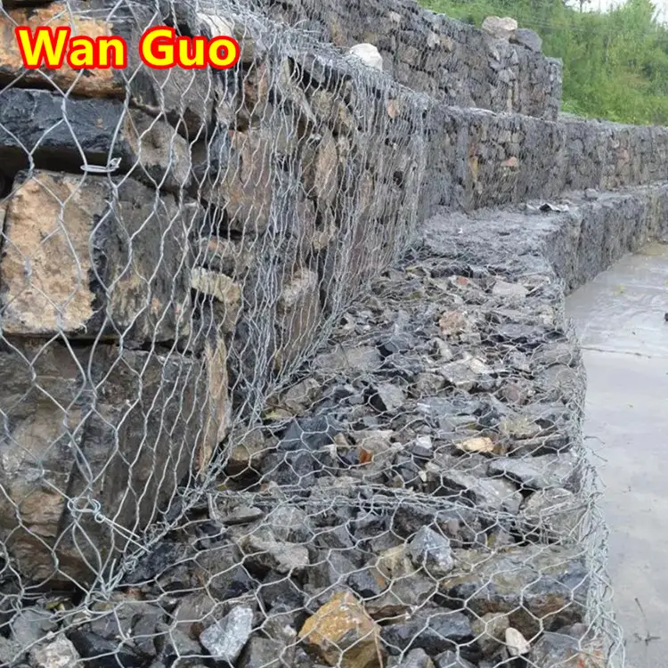 Nhà máy trực tiếp 2x1x1m kiểm soát xói mòn lục giác Ba xoắn mạ kẽm đá lồng gabion