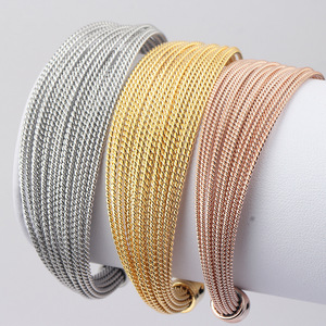 Pulsera Abrible de Acero Inoxidable con Alambre Trenzado Estilo Europeo Americano, 20MM, Oro Rosa, Joyería Unisex - Product Image 2