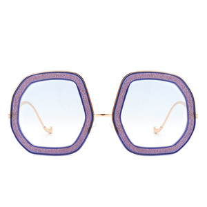 Xanadawn - Women Round Irregular Geometric Glitter Fashion Sunglasses - Product Image 5