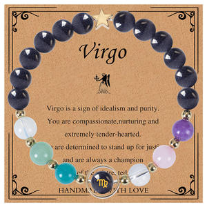 Vente chaude pour <span class=keywords><strong>Amazon</strong></span> Zodiac pour Bracelet Améthyste Grès Bleu avec Gravé Huit Planètes Style Tendance - Product Image 5