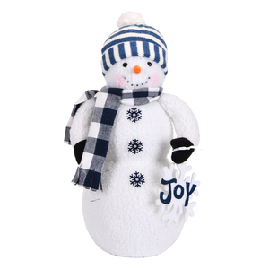 ตุ๊กตาหิมะสวมหมวกสีน้ำเงินลายทางสไตล์นอร์ดิก พร้อมป้าย JOY ลายเกล็ดหิมะ สำหรับตกแต่งงานปาร์ตี้คริสต์มาส ขายส่ง - Product Image 1