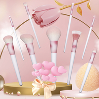 Kuas kosmetik profesional, 9 buah set alat rias profesional kuas alis foundation pencampuran kontur bedak kuas rias