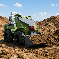 BOB-LIFT EPA EURO 5 Diesel Mini Skid Steer Loader Mesin 16.8KW Panjang 2573mm dengan Ban Roda Bucket