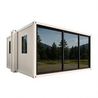 Maison conteneur moderne respirante et extensible, maison préfabriquée modulaire, maison pliable portable, mur en verre pour bureau extérieur
