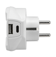 Convertidor de Corriente CA/CC de la UE a Reino Unido con Puertos de Carga USB Duales (5V 2.4A MÁX.), Clasificado como 10A 250V para Uso en Viajes, Laptop y Cámara
