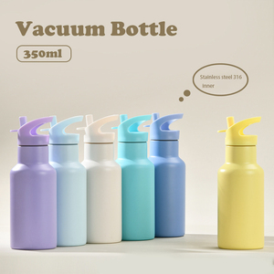 Logo personnalisé 12oz 350ml intérieur en acier inoxydable 316 tasse à vide flacon à buse portable avec couvercles à poignée - Product Image 3