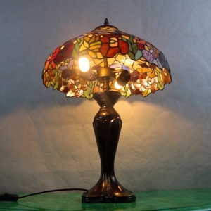 LongHuiJing 16-Inch High-End Tiffany Style <b>Table</b> <b>Lamp</b> - Artisan Stained Glass with Vintage <b>Base</b> and Floral Nightlight Design - Product Image 3