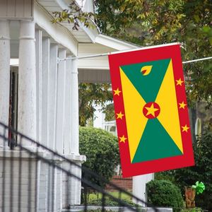 ธงเกรเนดาขนาด 3x5 ฟุต ทำจากโพลีเอสเตอร์ พร้อมห่วงทองเหลืองสองอัน แบบชั้นเดียว สำหรับแขวนผนัง ตกแต่งภายนอกและภายในอาคาร - Product Image 4