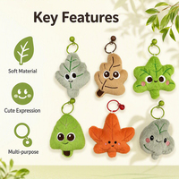 Porte-clés en peluche feuille de dessin animé mignon, pendentif en peluche feuille d'érable Kawaii avec clochette, breloque de sac en peluche multi-styles, cadeau