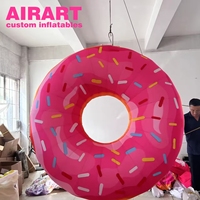 Donut gonflable suspendu, utilisation en magasin de desserts, décoration de donut gonflable rose