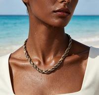 Collier ras du cou minimaliste en maille torsadée bicolore or et argent pour femme, bijoux fantaisie OEM/ODM