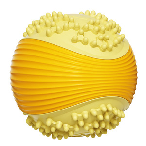 Pelota de juguete chirriante para perros pequeños con sonido, juguete de entrenamiento para mascotas, estilo lindo en colores amarillo y azul - Product Image 2