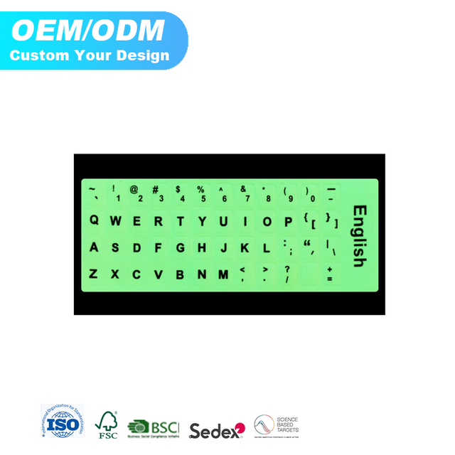 Reflective Printing Language Luminous Keyboard Sticker Wear Resistant Keyboard Glow Stickers for Laptop Key Alphabet Protect