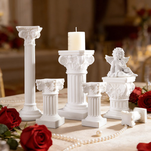 Candelabro de Resina Blanca con Columna Romana y Pedestal de Querubín para Mesa de Boda y Decoración del Hogar - Product Image 2