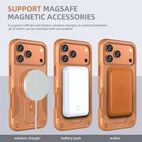 Pour IPhone17 Pro Max coque de téléphone magnétique support Mobile armure Anti-chute étui de protection Orange couverture arrière pour iPhone 17 Pro