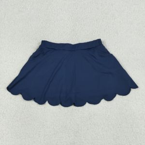 Jupe-short athlétique unie pour petites filles, avec bord festonné, doublée, pour yoga, vente en gros, vêtements pour enfants - Product Image 2