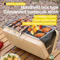Mini valise pour barbecue en plein air mallette portable style camping barbecue à charbon de bois pliant
