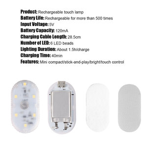 Lampe de lecture à capteur tactile led 5v pour l'intérieur de la voiture, lumières d'attraction à LED, Charge USB, 6 ampoules, lumière de porte de voiture - Product Image 5
