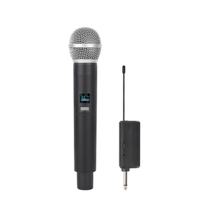 Chất lượng cao cầm tay <span class=keywords><strong>Microphone</strong></span> UHF không dây duy nhất và Dual Channel với LED hiển thị Long Range có thể điều chỉnh đài phát thanh mic loa - Product Image 3