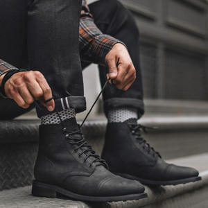 Nouvelles bottes de <span class=keywords><strong>moto</strong></span> montantes rétro de style américain pour hommes, en PU artificiel, idéales pour le commerce transfrontalier. - Product Image 3