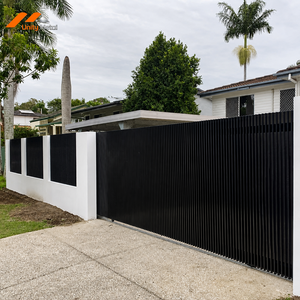 Modern Vertical <b>Batten</b> Aluminum Blade Gate Semi Privacy Exterior Metal Screen for Luxury Townhouse Development - Product Image 1
