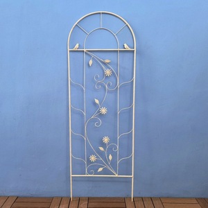Clematis Climbing Trellis Wrought Iron 2 Layer White Distressed Outdoor Garden <b>Plant</b> <b>Support</b> Arched Design - Product Image 4