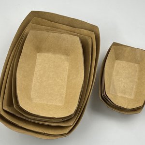 Impresión de logotipo personalizado papel Kraft comida barco comida rápida bandejas de papel para llevar contenedor de comida - Product Image 2