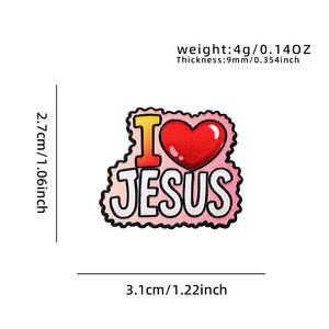 Pins de metal esmaltado personalizados al por mayor con la inscripción 'I Love Jesus', artículos cristianos para la iglesia, regalos religiosos, broche con logotipo en stock - Product Image 3