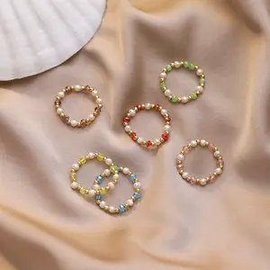 Bunte Kristall ring fee Hyun Ya Feng Handgemachte Perlen Süßwasser Perlen ring Mädchen Frische verstellbare natürliche Perlen ringe