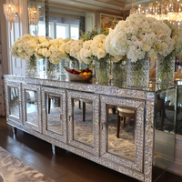 Meuble TV élégant en cristal diamant écrasé miroir support tiroir verre meubles de salon pour la maison hôtel bureau salle à manger Accent