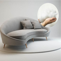 Canapé demi-lune incurvé en tissu personnalisé, style nordique, pour salon, vente chaude, canapé d'angle moderne en velours rose