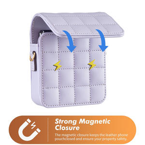 Funda tipo Cartera de cuero PU para mujer para <span class=keywords><strong>Samsung</strong></span> Z <span class=keywords><strong>Flip</strong></span> 6 para Huawei P50 Pocket OPPO Find N3 <span class=keywords><strong>Flip</strong></span> Motorola Razr 50 Ultra-a prueba de golpes - Product Image 3