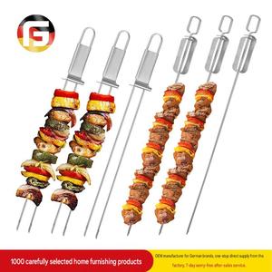 430 Stainless Steel BBQ Skewers Semi Automatic <strong>Barbecue</strong> Fork Reusable Grill Skewer <strong>for</strong> Outdoor <strong>Camping</strong> - Product Image 1