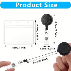 X57 Hot-selling ID Card Holder with 1.5cm ID Lanyard Retractable <b>Badge</b> Reel and Chest Card <b>Clip</b> - Product Image 3