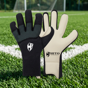 Hot Selling Custom Design Black Neoprene Soccer Goalkeeper <b>Gloves</b> with 4mm German Latex Elastic Negative Cut - Product Image 5