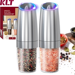 Molinillos Eléctricos de Sal y Pimienta de Acero Inoxidable, Molinillo de Pimienta, Molinillo de Sal, Juego de Molinillos Eléctricos de Sal y Pimienta por Gravedad - Product Image 1