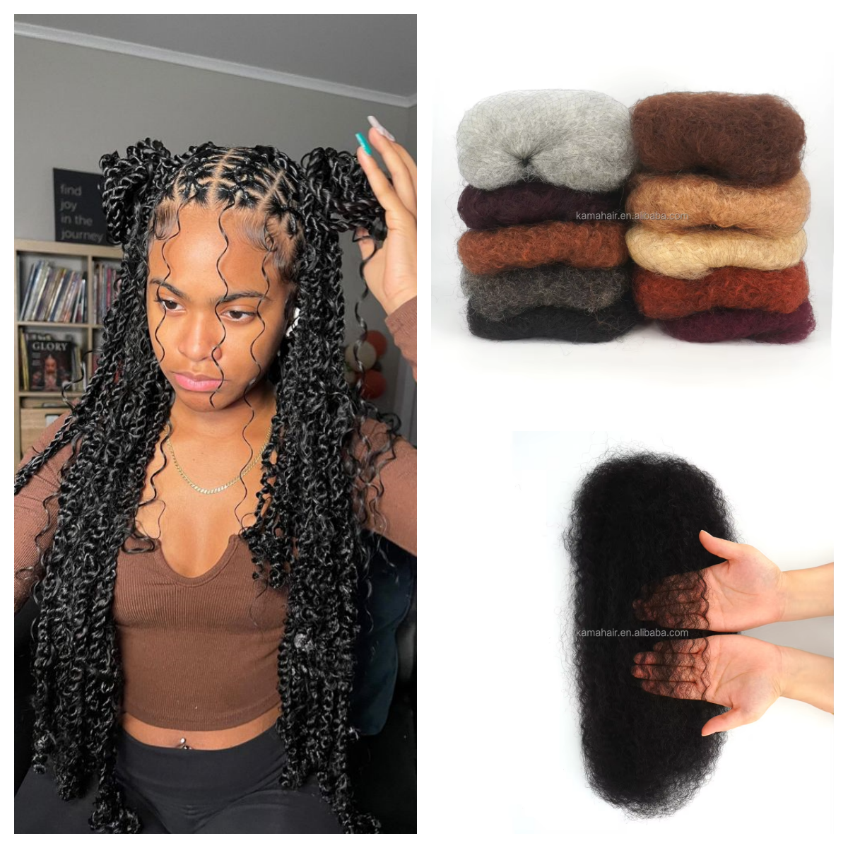 KAMA KC3W 100% Handmade Remy Hair Bundles 100g Afro Kinky Virgin Extensions Locs 12A Brazilian Dreadlocks Bulk 8"-28" Crochet