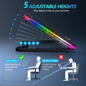 Ventilateur de refroidissement <span class=keywords><strong>pour</strong></span> ordinateur <span class=keywords><strong>portable</strong></span> de jeu avec logo personnalisé, 9 LED, <span class=keywords><strong>support</strong></span> de téléphone réglable, refroidisseur <span class=keywords><strong>pour</strong></span> ordinateur <span class=keywords><strong>portable</strong></span> de <span class=keywords><strong>17</strong></span> pouces - Product Image 4