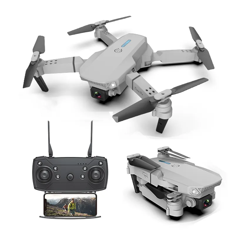 Amazon hot selling E88 WiFi FPV mavic mini drone with dual 4K HD cameras and wide-angle real-time video toy