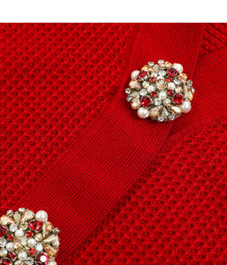 <span class=keywords><strong>Pull</strong></span>-over pour femmes à col rabattu et <span class=keywords><strong>manches</strong></span> longues, vêtement tricoté <span class=keywords><strong>avec</strong></span> bouton rouge, style décontracté, automne - Product Image 5