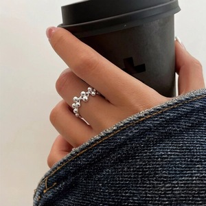 Anillo de plata S925 con cuentas para mujer, joyería abierta para el dedo índice, uso diario - Product Image 1