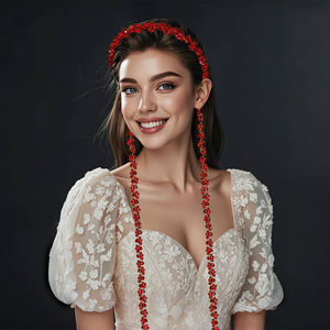 YouLaPan <span class=keywords><strong>Elegante</strong></span> Fascia per Capelli con Cristalli per Donne, Accessorio per Capelli Rosso Scintillante con Perline, Adatto per Acconciature da <span class=keywords><strong>Sposa</strong></span> YXA292 - Product Image 3