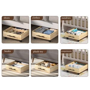 Paquete de 2 cajones de almacenamiento de <span class=keywords><strong>cama</strong></span> de madera maciza, manijas de tapas, armario debajo de la <span class=keywords><strong>cama</strong></span> dividido, organizador de cajas de madera, <span class=keywords><strong>cama</strong></span> apta para ropa - Product Image 3