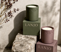 Bougie parfumée en cire de soja LANJO avec logo personnalisé, en pot, pour l'aromathérapie, la décoration et les cadeaux.