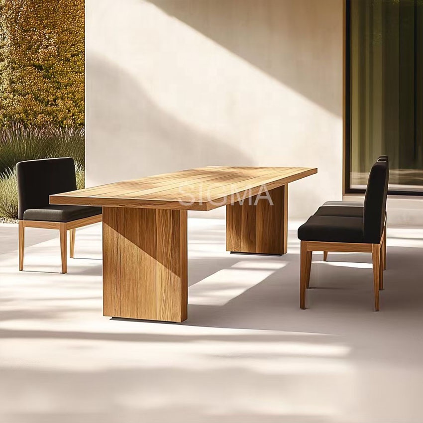 Luxury Patio Furniture Solid Teak Wood Frame Garden Dining Table Set Outdoor Furniture Wood Dining Chairs Sets