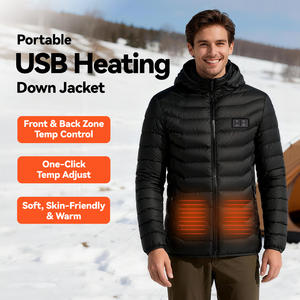 سترة باك كير الكهربائية المدفأة بالريش السوداء معتمدة من CE مع تحكم في درجة الحرارة بثلاثة مستويات مقاومة للرياح دافئة للشتاء - Product Image 1