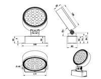 Projecteurs et spots LED ronds et chauds, étanches IP65, en aluminium, avec contrôle DMX512, 24W, pour l'éclairage paysager extérieur
