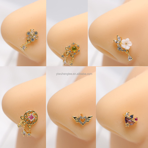 Hot bán dangle mũi vòng trái tim ngôi sao vương miện L Hình dạng mũi <span class=keywords><strong>Stud</strong></span> - Product Image 5